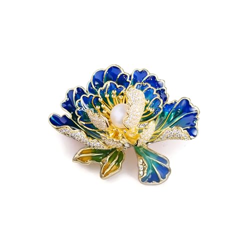 Image of Elegant Flower Brooch Pin for Women, Stylish Vinage Crystal Pearl Rhinestones Brooches Pins Dainty Lapel Pins for Dress Accessories Jewelry