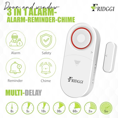 Miniatura 2 de Alarma 3 En 1: Alarma De Puerta Con Retardo Para Congelador, Hogar, Oficina, 0 5 10 30 60 Segundos, 2 5 Minutos, Recordatorio De Puerta Cerrada, 80 A 120 Db, Timbre De Puerta De Retardo De Tiempo