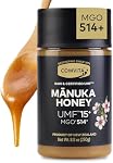 Comvita Certified UMF 15+ (Super Premium) Manuka Honey I Nouvelle-Zélande #1 Manuka Marque I Non-OGM, Halal et Kosher Certifié I 250g (8.8oz) | Miel brut de Manuka Nouvelle-Zélande, Miel pur non pasteurisé, Superfood pour la santé immunitaire, sauvage, utilisation dans le thé, non-