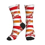 VOSERY Red Lobster Crew Calcetines deportivos para hombre y mujer - Calcetines de running cómodos y suaves con suela media pantorrilla, 2 Negro-2, Talla única