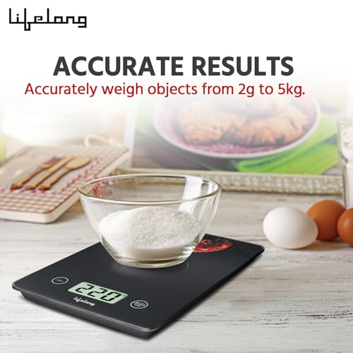 Image of Lifelong Digital Kitchen Weighing Scale for Cooking & Baking | Multipurpose Food Weight Machine with TARE Function, Backlit LCD Display | Precise Measuring Home, Diet,Ingredients