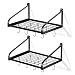 Love-KANKEI Pot Rack Wall Mounted Set of 2 Pan Pot Organizer Wall Shelves with 16 Hooks for Kitchen Cookware Utensils Organization