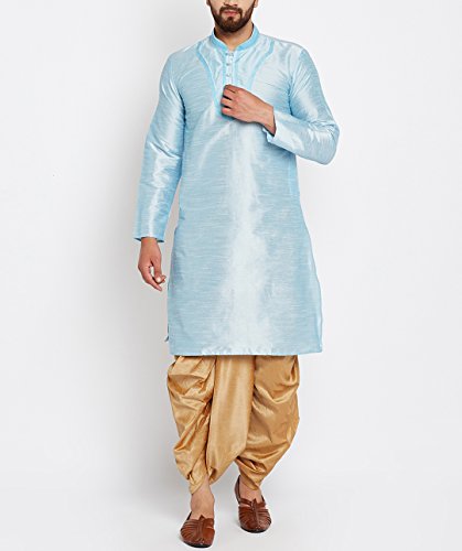 Image of SOJANYA (Since 1958 Mens Black Stitched Dupion Silk Dhotis, Size: Freesize