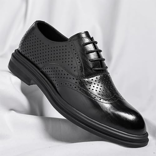 Mens Genuine Leather Dress Oxford Shoes, Pointed Toe Lace-up Fashion Classic Pointed Toe Comfortable Loafers Wedding Prom Formal Dress Casual Shoes for Men2