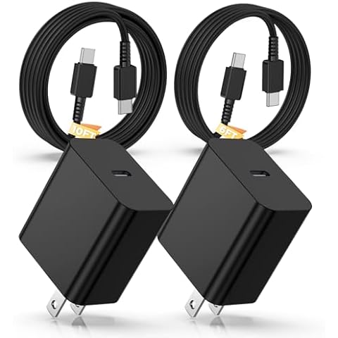 QZIIW 45W Super Fast Charger Type C,2 Pack 45 Watt USB-C PD/PPS Wall Charging Block,6/10 FT Type C to Type C Cable for Samsung Galaxy S23 Ultra/S23+/S22 Ultra/S22+/S22/S20 Ultra/Note 10 Plus,Galaxy Cover