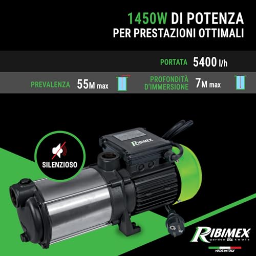 Ribimex PRMCA5 Pompa 5 Turbine, 230 V, Nero/Verde, 1450 W - 4