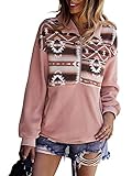 Voopptaw Women's Half Zip Sweatshirt Comfy Casual Aztec Print Warm Fleece Long Sleeves Hoodies Loose...
