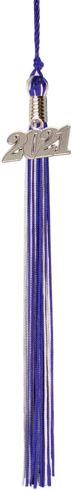 Class Act Graduation Graduation Tassel - Silver Charm - 2 Color, 2021, Purple/White