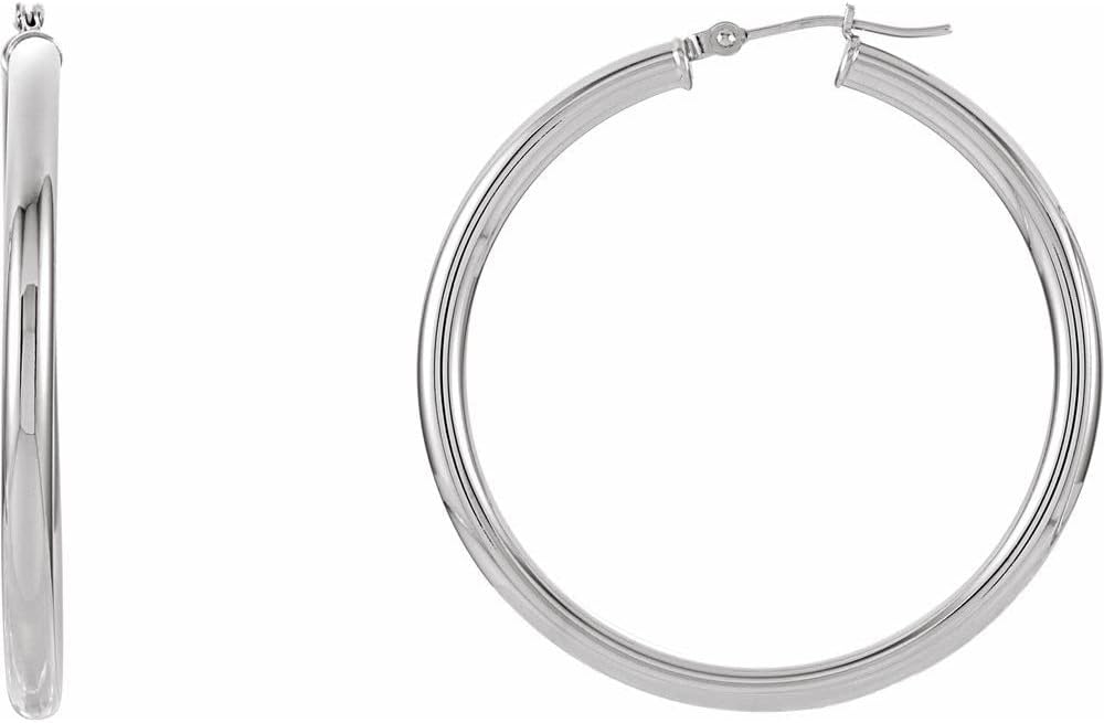 14k White Gold 40mm Tube Hoop Earrings (40mm x 3mm) - Image 3