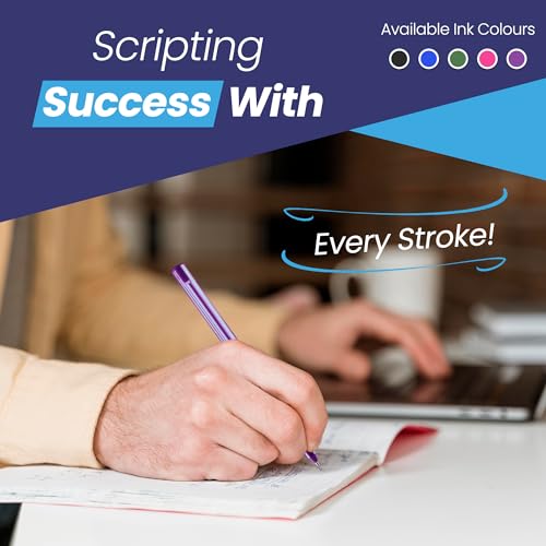 Eziglide TriGrip Ballpoint Pens Assorted 10 Pack, 10 Vibrant Colours, Medium Point Nib (1.0mm) for Precise Writing & Triangular Grip – Writing Pens for Home, Office, Teachers, Exams, Work & more - Image 3