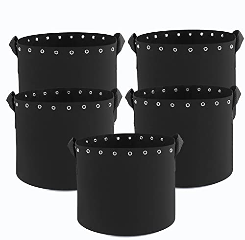 3 Gallon Plant Grow Bags 5-Packs with Holes,Thichkened Non-Woven Aeration Fabric Pots with Handles - Reinforced Weight Capacity by Molgoc