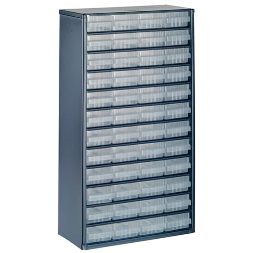 raaco Casiers à Tiroirs C12-48, avec 48 Tiroirs en Plastique, Charge 39.6 kg, 15 x 30.6 x 55.2 cm, Montable au Mur, pour Rangement Garage & Atelier, Rangement...
