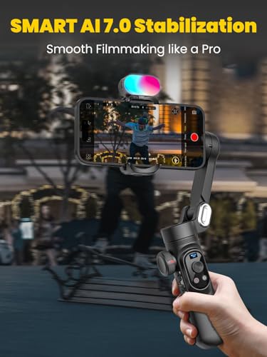 Professional 3-Axis Gimbal Stabilizer for Smartphone w/RGB Fill Light Extension Rod OLED Display Wireless Charging for iPhone 15 14 13 Pro/Max Galaxy S22 TikTok YouTube (Smart X Pro Combo1) - Image 5