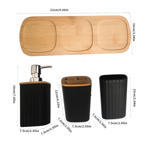 Juego de accesorios de baño de 4 piezas con dispensador hidráulico y soporte para cepillos 6