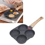 BEIJIALI Patelnia do Naleśników, Patelnia do Omletów Naleśnikowych Jajowar Silikonowa Aluminiowa Patelnia do Naleśników Nonstick z Wygodnym Uchwytem do Omletów Hamburger(4 Holes)