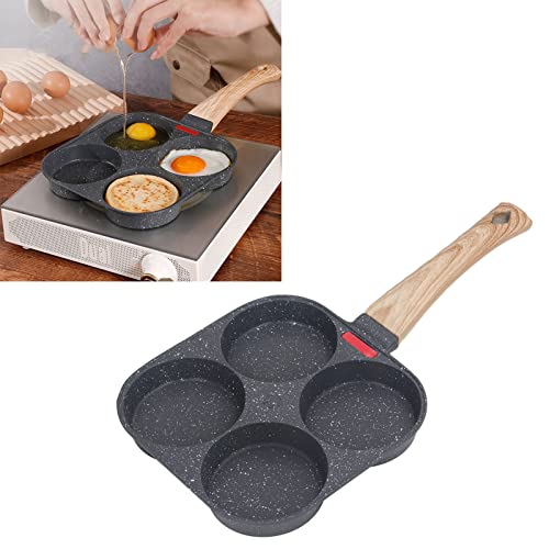 BEIJIALI Patelnia do Naleśników, Patelnia do Omletów Naleśnikowych Jajowar Silikonowa Aluminiowa Patelnia do Naleśników Nonstick z Wygodnym Uchwytem do Omletów Hamburger(4 Holes)