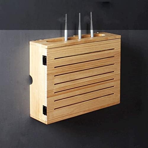 Wall-Mounted Solid Wood Router Storage Box, WiFi & Set-Top Box Organizer, Decorative Socket Shielding for Living Room & Bedroom, Inner Diameter 34cm