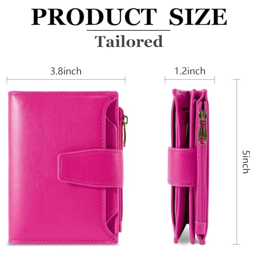 Image of Airkit Small Wallet Women RFID Blocking Soft Leather Bifold Compact Card Holder Wallet for Women with Zipper Coin Pocket 4 ID Window