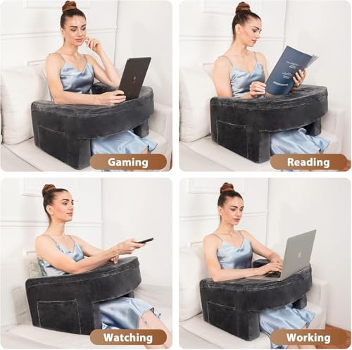 Image of CUSHIO Lap Desk & Wedge Combo for Laptops, Study and Reading | Memory Foam Adjustable Wedge with Headrest for Back Support & Lap Desk Pillow-Gaming & Reading Pillow (Black)