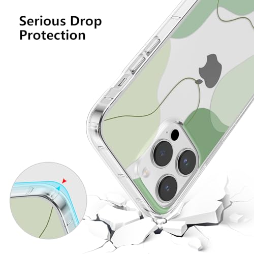 DEFBSC Compatible with iPhone 14 Pro Case, Transparent Color Mix Aesthetic Design Soft TPU Bumper Slim Thin Shock-Absorbing Protective Phone Cover - Green - Image 3
