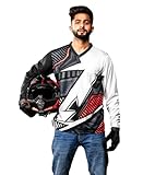 WANDERLOOMS TheTrendsetter Jersey Tshirt for Men | Graphic Printed Riding Jersey for Bikers | Sports Tshirt for Men | Stylish Full Sleeve Jersey for Men | V Neck Cycling Jersey