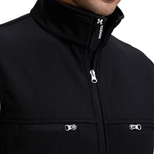 Men's Windproof Fleece Lined Jacket Sleeveless Full Zippered Softshell Vest (M,Black) #TOP4