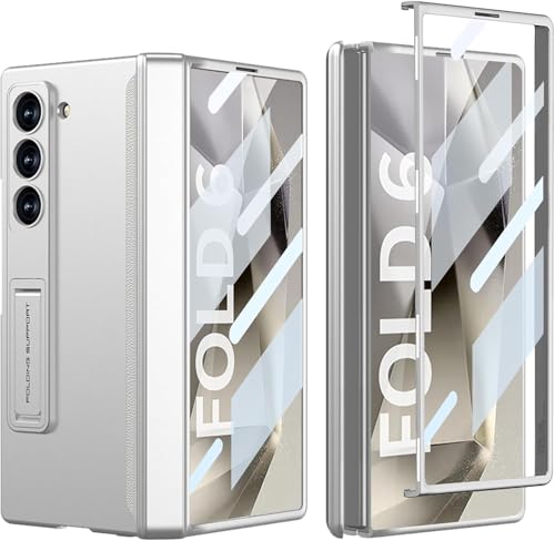 Image of Kapa Magnetic Hinge with Inbuilt Stand Case for Samsung Galaxy Z Fold 6 | Shockproof Stand Hybrid Bumper Back Cover (Silver)