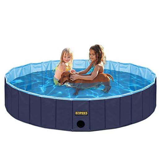 KOPEKS Outdoor Swimming Pool Bathing Tub - Portable Foldable - Ideal for Pets - Large 47" x 12", Blue (Pool-Blue-Large)