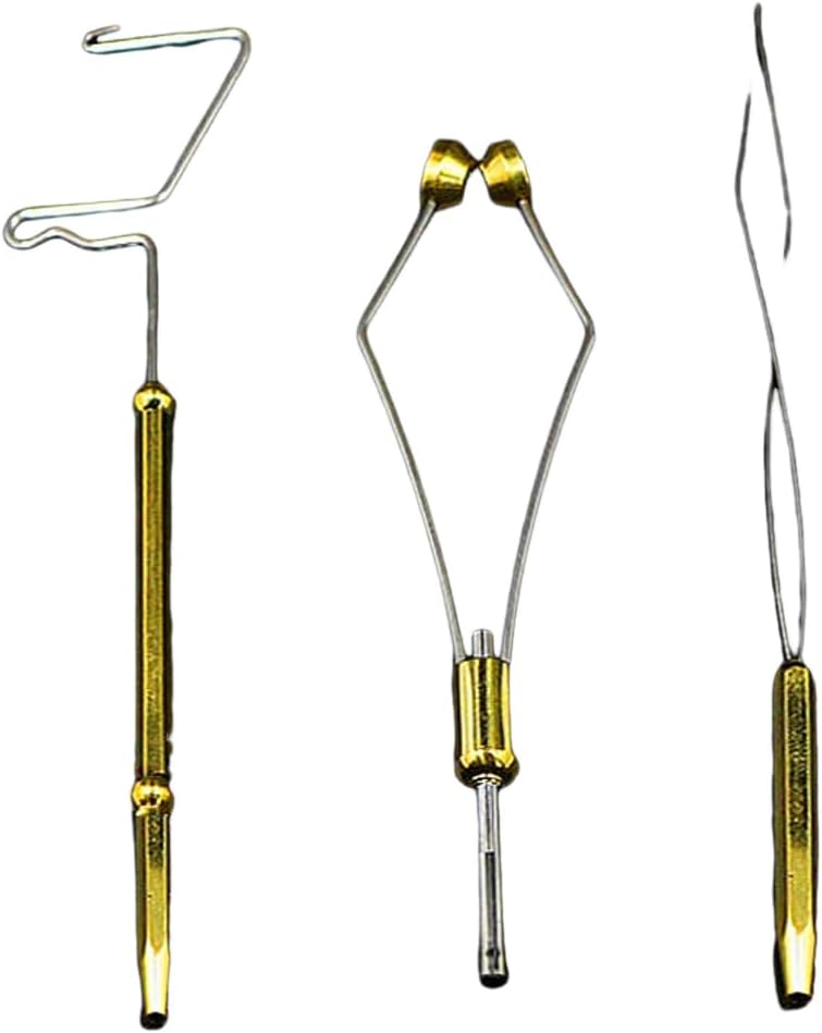 Fly Tying Tools Combo Kit Whip Finisher Bobbin Holder Bodkin Bobbin Threader for Fishing Accessory,3 Style, As Show