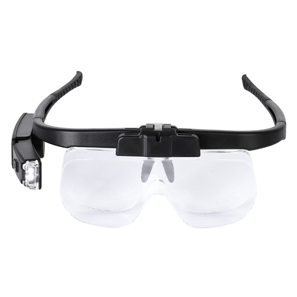 Lupa con luz, Gafas Plegables, Lupa Recargable, Herramienta de Lectura, reparación, 3 Lentes Ajustables,