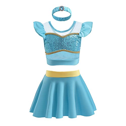 HIHCBF Princess Two-Piece Tankini Swimsuit for Girls Bathing Suits Ruffles Swimwear Surf Beach Summer Swimming Bikini Set