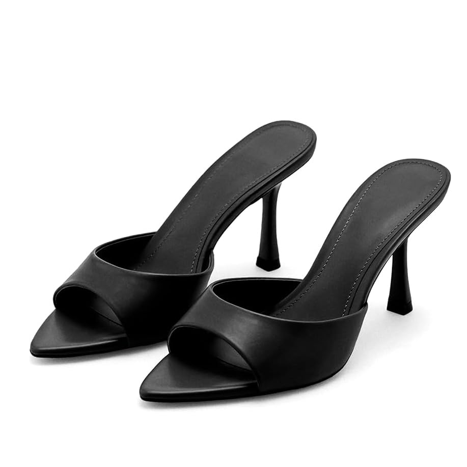 MAIJED Peep Toe High Heel Mules for Women Slip On Backless Open Toe...