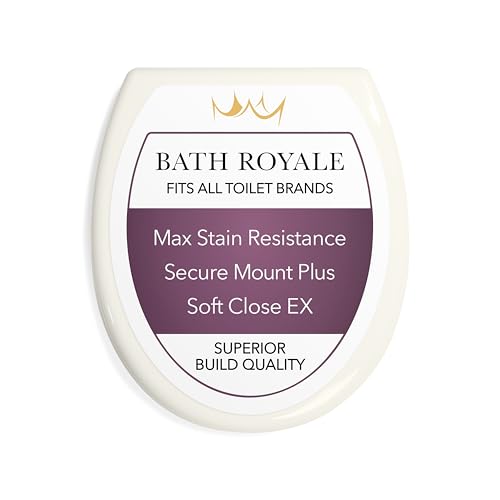Image of Bath Royale Round Toilet Seat Replacement with Cover BR500-01 Slow Close, Heavy Duty Sturdy, Stain-Resistant, No Jiggle and Easy to Clean, Fits All Toilet Brands, Executive Series - Biscuit /Linen,