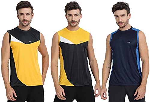 Image of FTX Men's Dri-Fit Round Neck T-Shirt - Charcoal, Gold, Navy Blue (709 7-709 8-709 10)