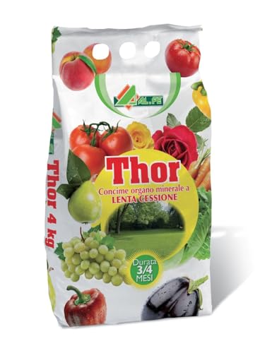 Thor concime a lenta cessione organo minerale per orto, giardino, e piante da frutto. AL.FE kg 4