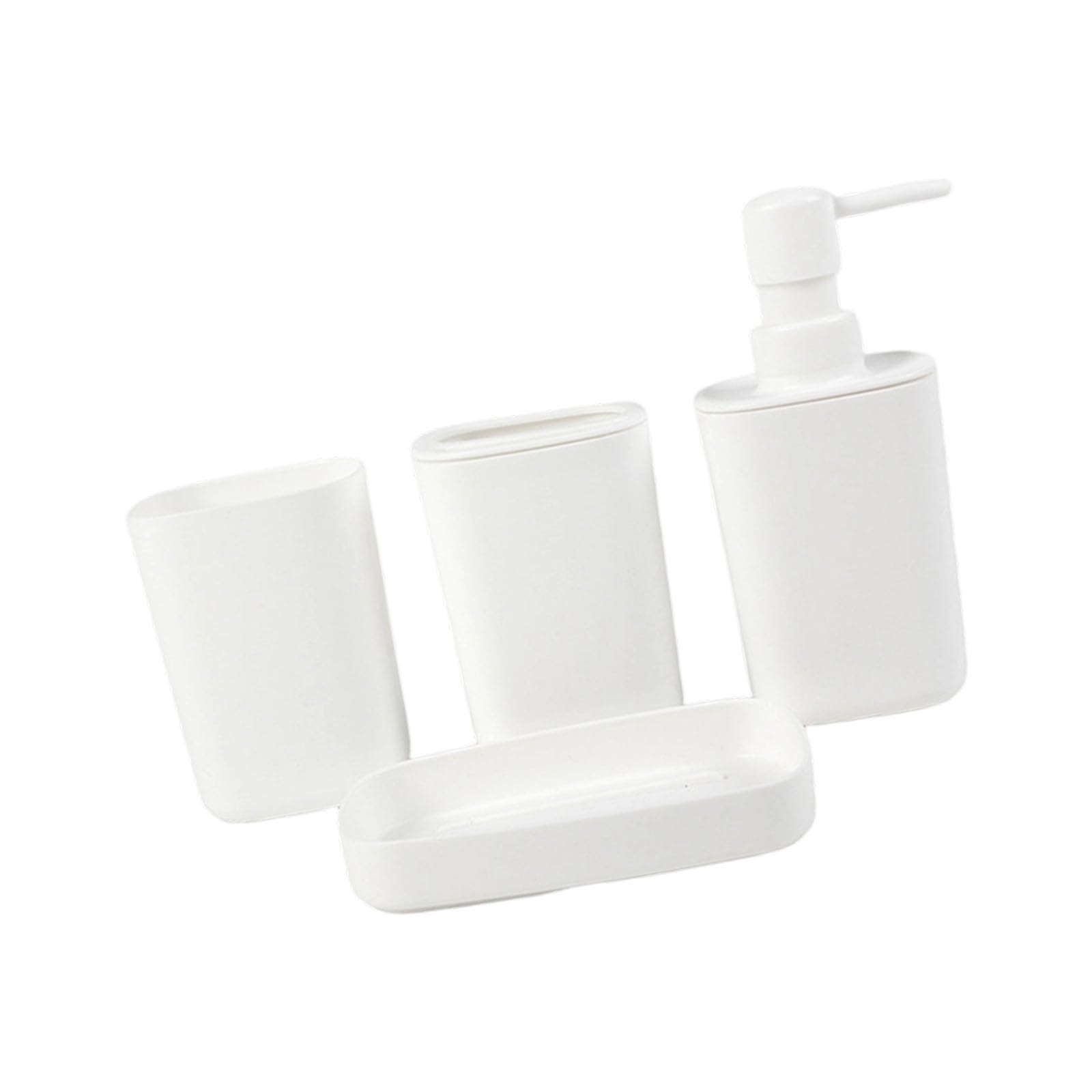 Kalttoy White Space Efficient Bathroom 4 Piece Squeeze Bottle Toothbrush Rack Cup Construction Square Cup Toothbrush