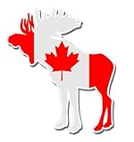 Moose Canada Flag - 3" Vinyl Sticker - for Car Laptop I-Pad Phone Helmet Hard Hat - Waterproof Decal
