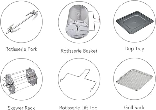 12L Air fryer Oven AT-80368 With 9 Pre set modes, All Accessories Included, Rotisserie Stick And Basket With 3 Trays For Cooking, Bake, Roast And More With Airflow Circulation For Healthy Eating 1800W - Image 2