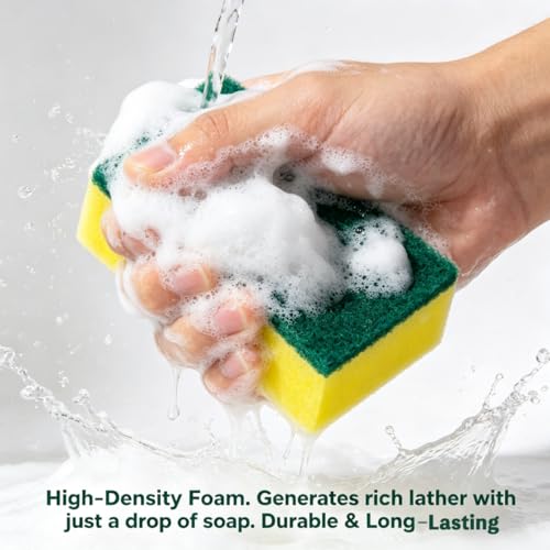 Image of Heavy Duty Scrub Sponges for Dishwashing Kitchen Sponges Non-Scratch Dual-Sided Scrubbing Sponges for Dishes, Pot, Pan, Bathroom and Household Cleaning,24 Pack