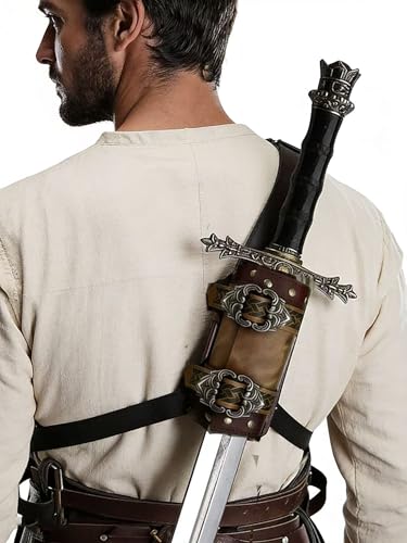 Vaina de cuero medieval para evitar caídas de espadas en cosplay LARP