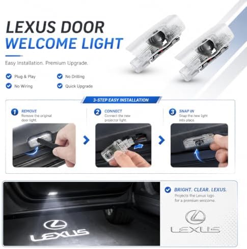 MSCHARM 2Pcs Never Fade Car Door Lights Logo Projector 3D Ghost Shadow Puddle Light Compatible with LS/ES/is/LX/RX/GS/GX/RC/UX Car Accessories - 4