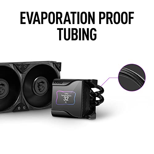 Msi Meg Coreliquid S280 - Aio Cpu Liquid Cooler - 2.4" Ips Display - Lga 1700 Ready - 280Mm Radiator - Dual 140Mm Silent Gale P14 Fans #TOP6