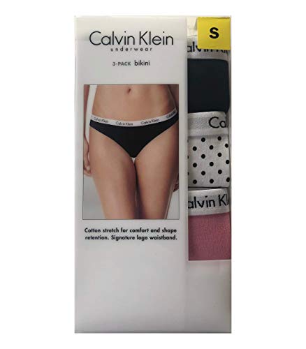 Calvin klein cotton bikini underwear (3-pack) (small, navy, polka…