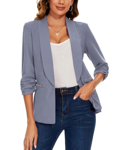 Image of Women's Open Front 3/4 Sleeve Cardigan Outerwear Jackets & Blazers ,Grey XL