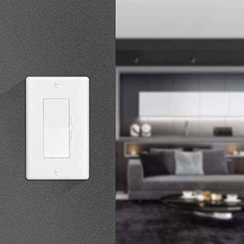 Decorator Wall Plate 1-Gang Light Switch Plate Outlet Cover,Unbreakable Polycarbonate Thermoplastic, White (4-Pack, Single Decorator-White) #TOP3