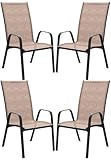 JEAREY Patio Dining Chairs Set of 4, Outdoor Stackable Dining Furniture Set, All Weather Dining Set for Lawn, Garden, Backyard, Poolside, Brown
