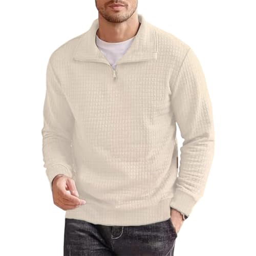 Men's Knit Pullover with a Quarter-Zip Stand Collar for a Light, Street-Inspired Look.