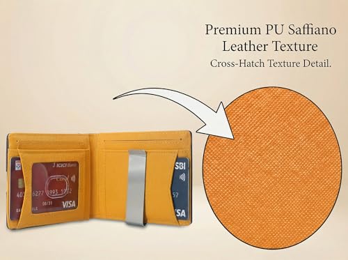 Image of Card Holder Wallet for Men | Ultra Slim 10 Card Slots RFID Protected Leather Wallet | Metal Clip Money Holder | Vegan Saffiano Leather | Slim Minimalist Card Holder for Men - Brown