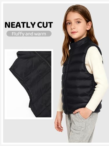 NATUST Boys Girls Sleeveless Puffer Vest Down Gilet Kids Bodywarmers Outwear Jackets Black 11-12 Years - Image 2