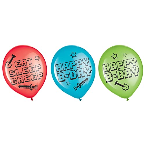 Image of Multicolor Pixel Party Latex Balloons - 12 inch (6 Pc) - Vibrant Mix for Fun & Lively Celebrations - Perfect for Birthdays, Holidays, & Events
